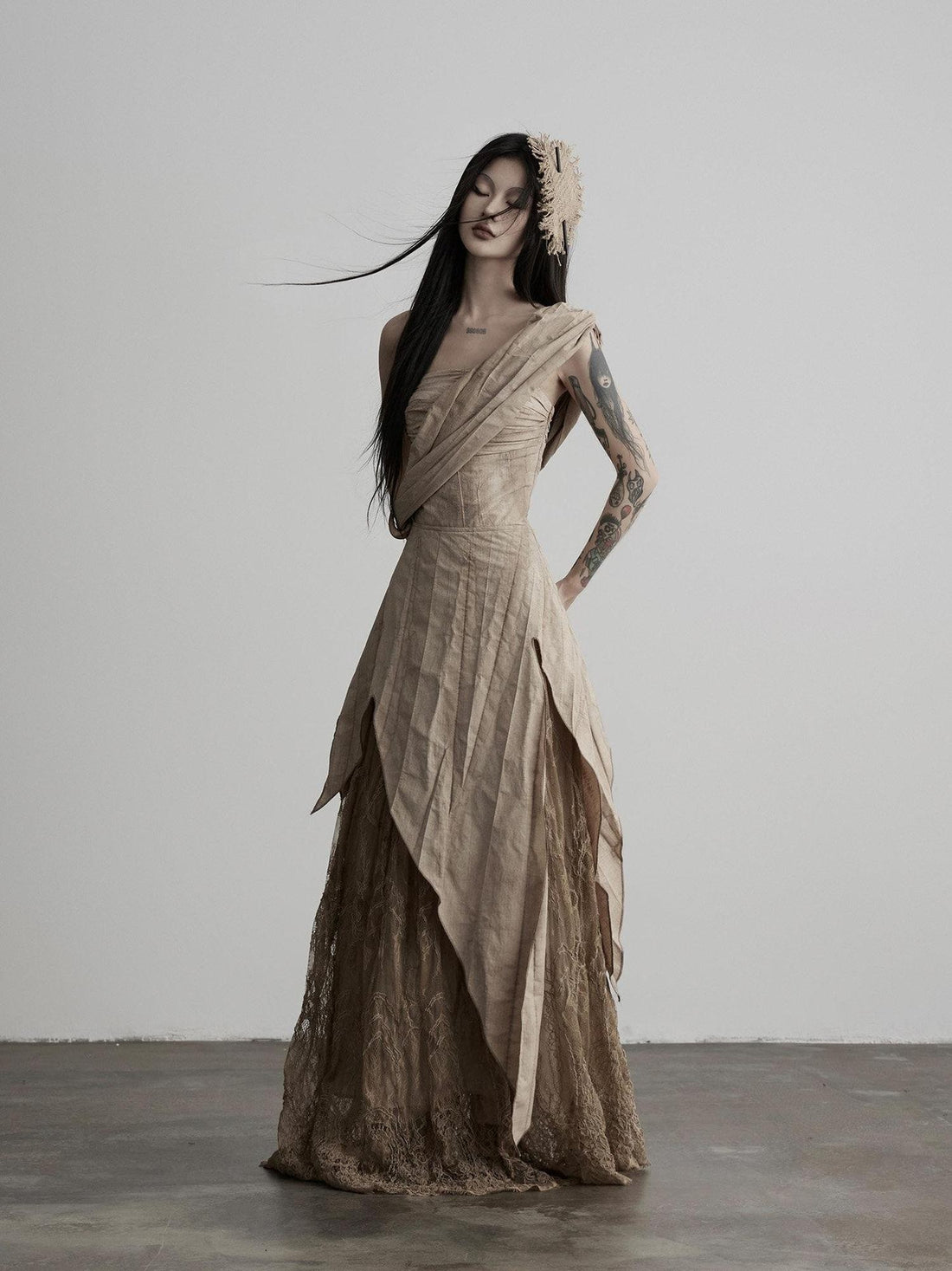 INDULGE Asymmetrical Layered Lace Patchwork Tribal Women&