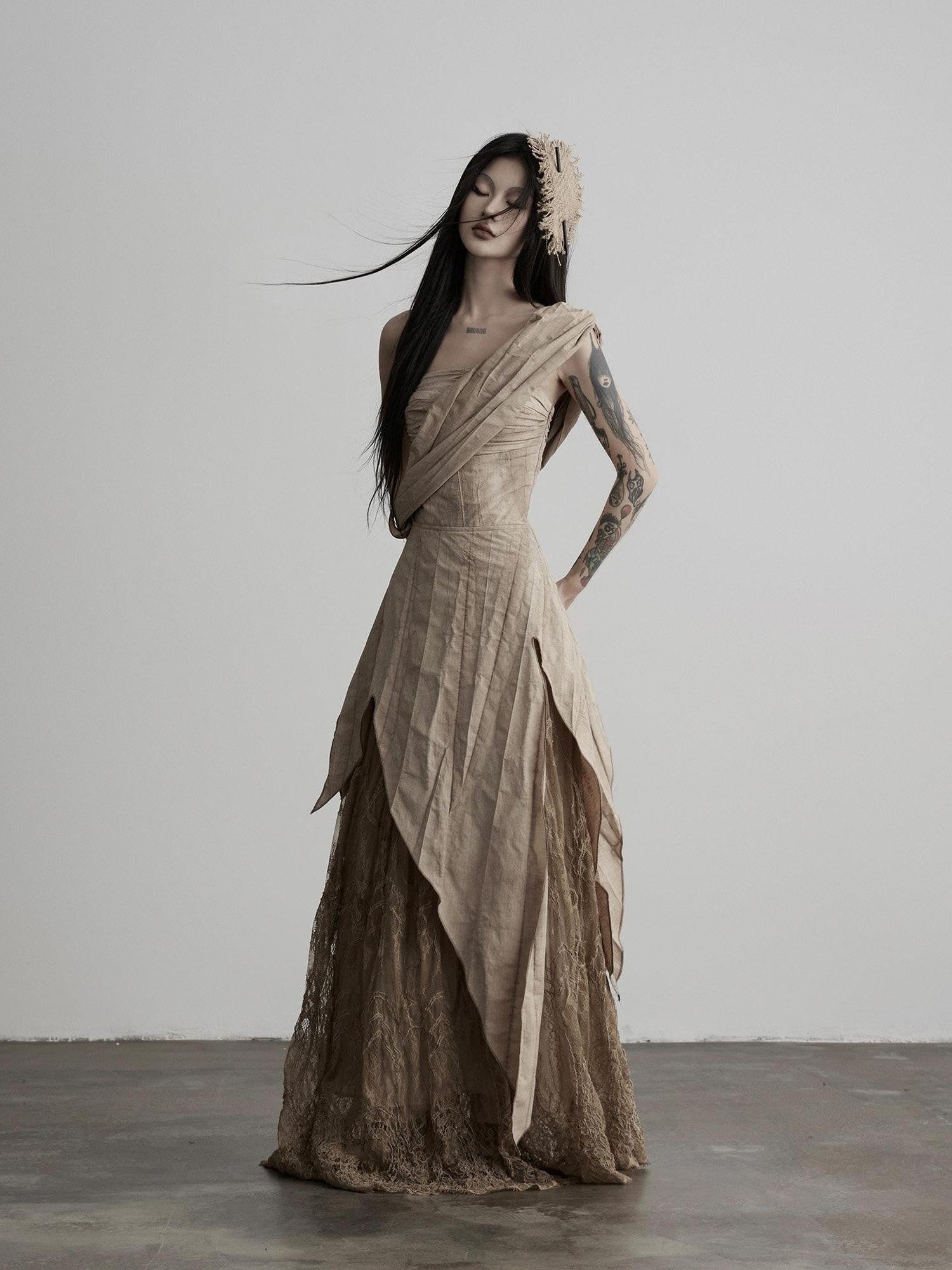 INDULGE Asymmetrical Layered Lace Patchwork Tribal Women&