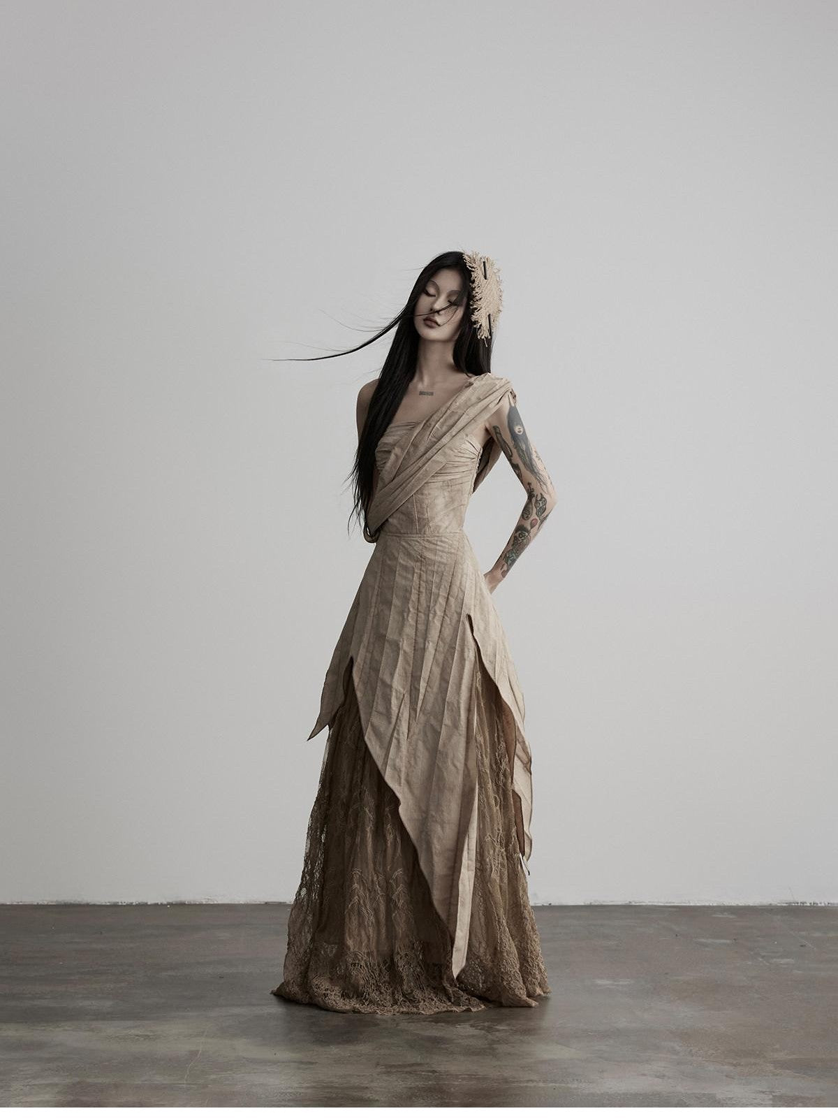 INDULGE Asymmetrical Layered Lace Patchwork Tribal Women&