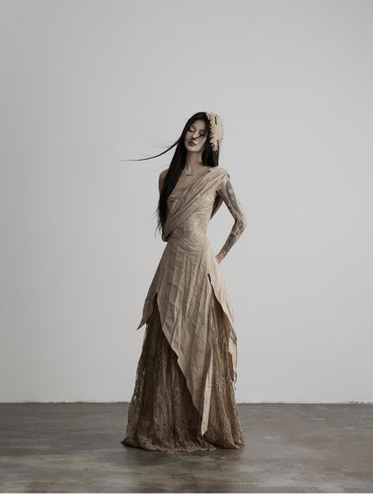 INDULGE Asymmetrical Layered Lace Patchwork Tribal Women&