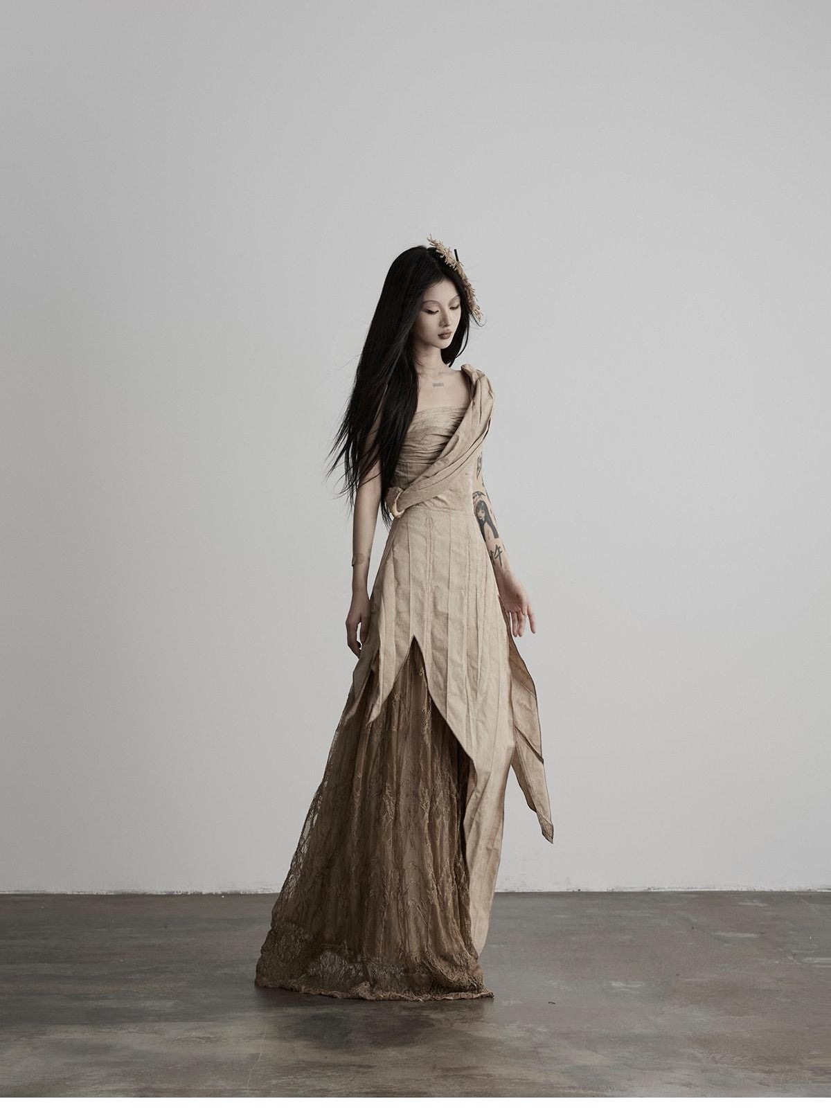 INDULGE Asymmetrical Layered Lace Patchwork Tribal Women&