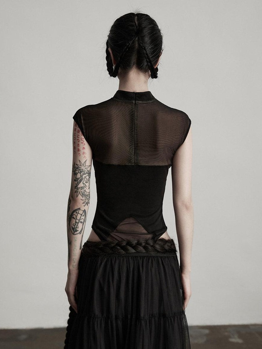 INDULGE Beaded Cutout Edgy Slim Fit Womens Cotton Blend Wrinkle Free Tank Tops