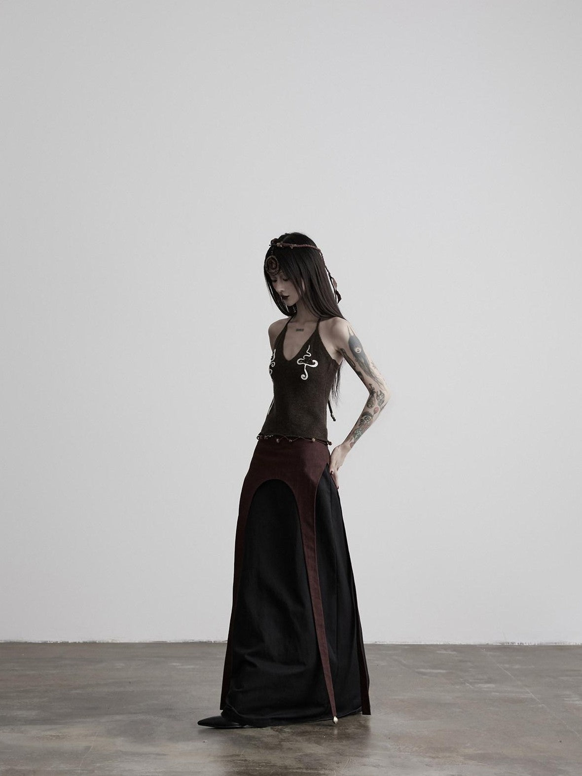 INDULGE Beaded Embroidered Knit Halter Women&