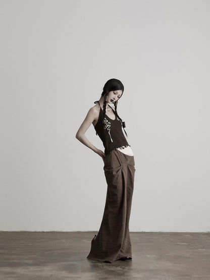 INDULGE Beaded Embroidered Knit Halter Women&