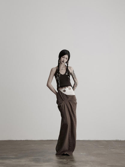 INDULGE Beaded Embroidered Knit Halter Women&
