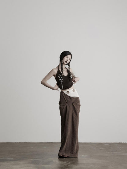 INDULGE Beaded Embroidered Knit Halter Women&