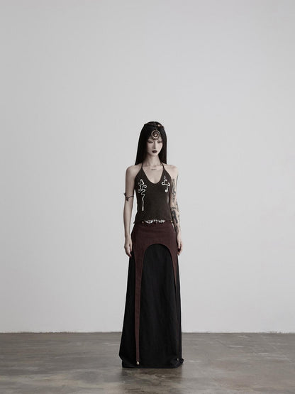 INDULGE Beaded Embroidered Knit Halter Women&
