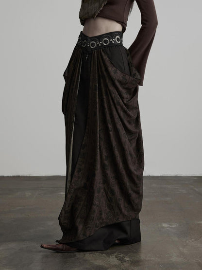 INDULGE Beaded Embroidered Panel Ruched A Line Women&