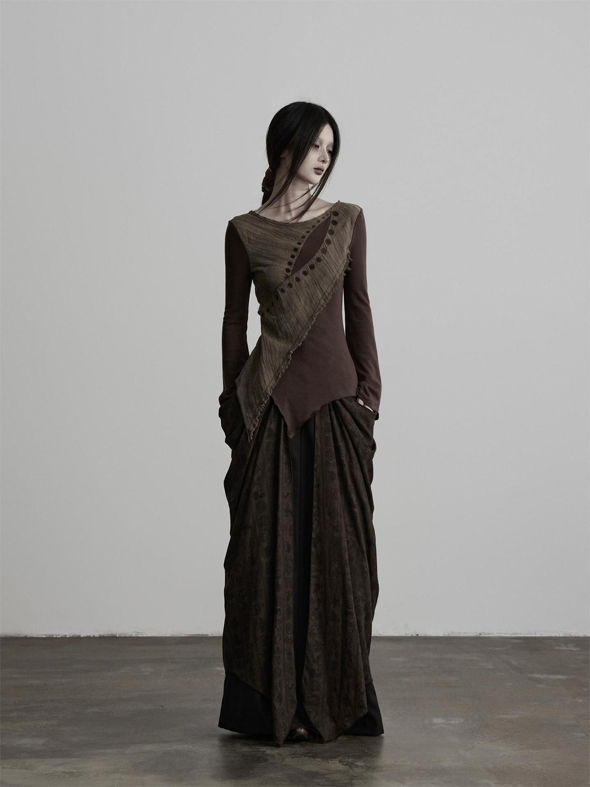 INDULGE Beaded Embroidered Panel Ruched A Line Women&