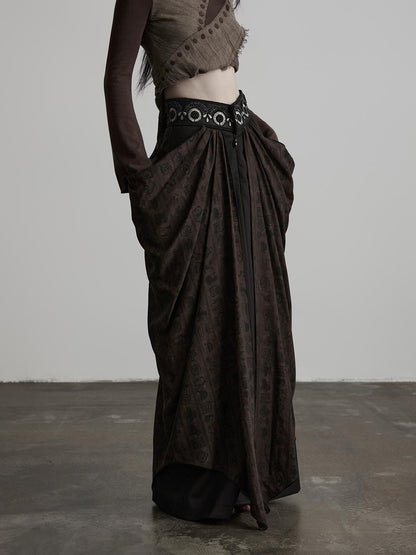 INDULGE Beaded Embroidered Panel Ruched A Line Women&