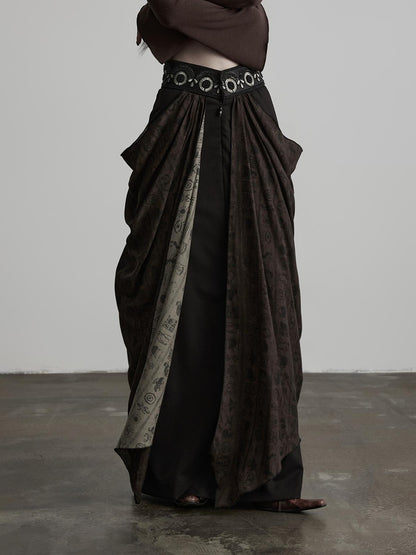 INDULGE Beaded Embroidered Panel Ruched A Line Women&