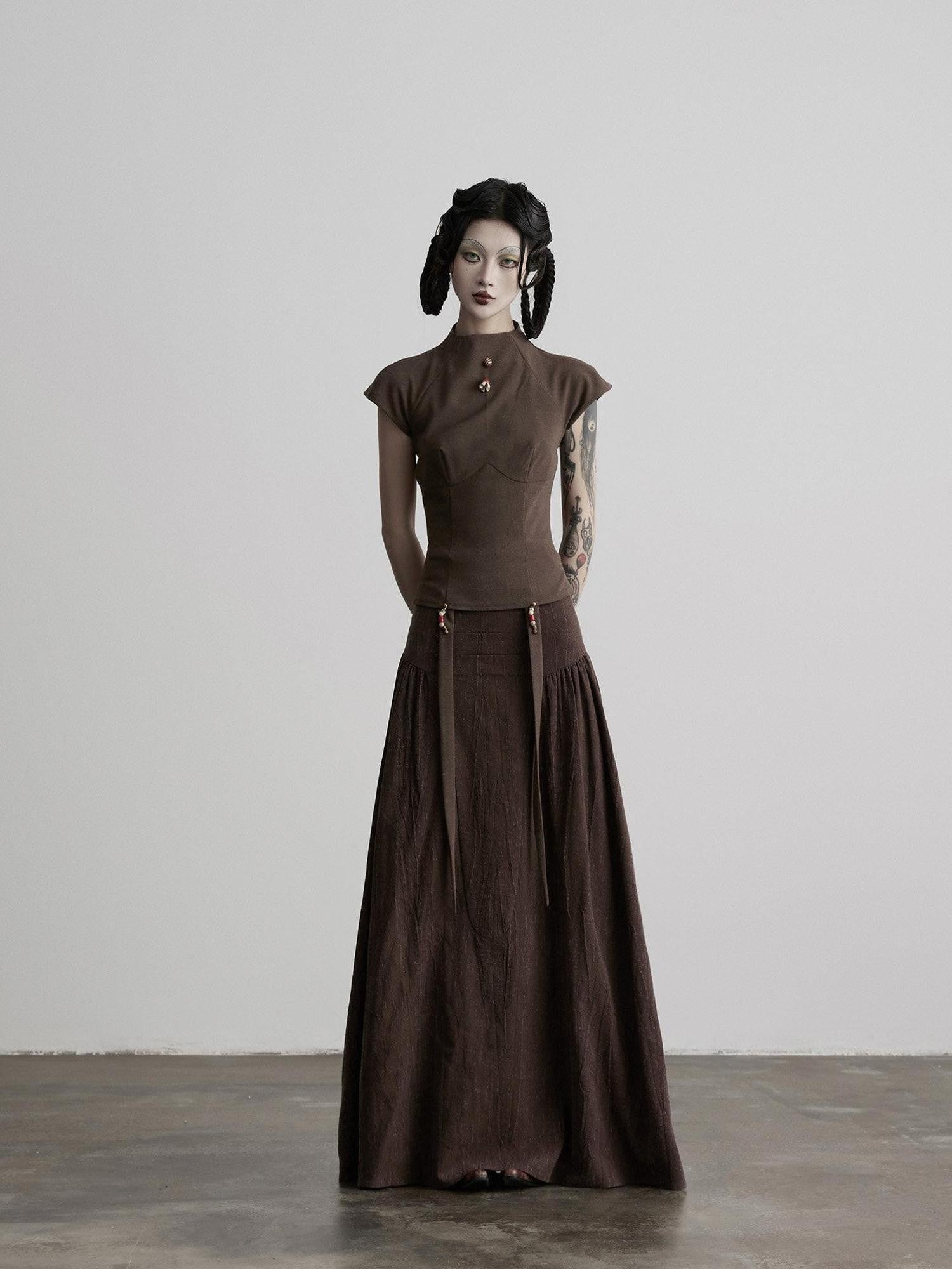 INDULGE Beaded Ribbon Structured Slim Waist Women&