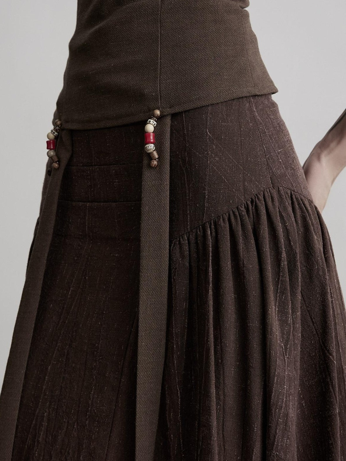 INDULGE Beaded Ribbon Structured Slim Waist Women&