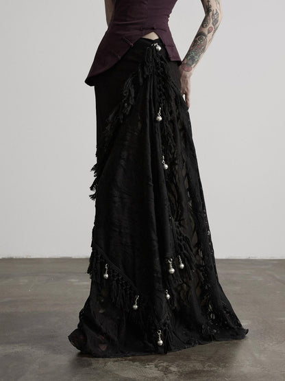 INDULGE Bell Charm Layered Mesh Beaded A Line Women&