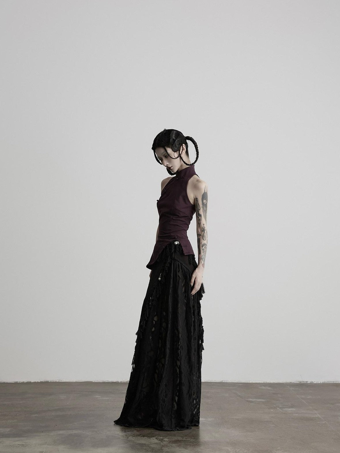 INDULGE Bell Charm Layered Mesh Beaded A Line Women&
