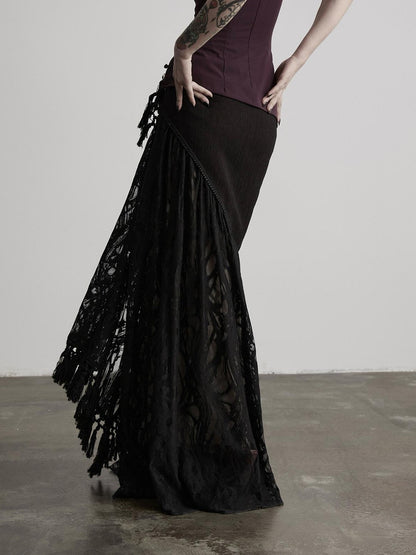 INDULGE Bell Charm Layered Mesh Beaded A Line Women&