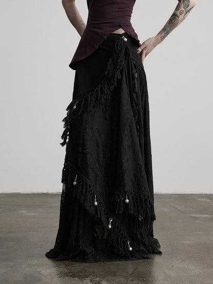 INDULGE Bell Charm Layered Mesh Beaded A Line Women&