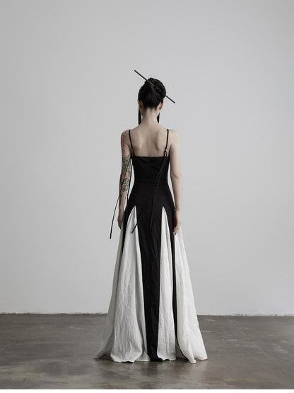 INDULGE Black Animal Embroidery Strappy A Line Women&