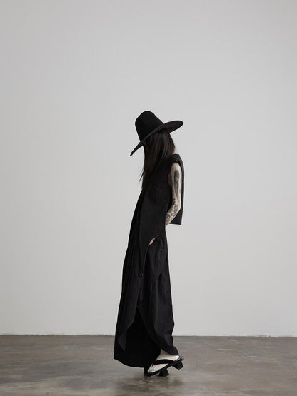 INDULGE Black Asymmetric Oversized High Waist Pockets Women&