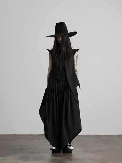 INDULGE Black Asymmetric Oversized High Waist Pockets Women&