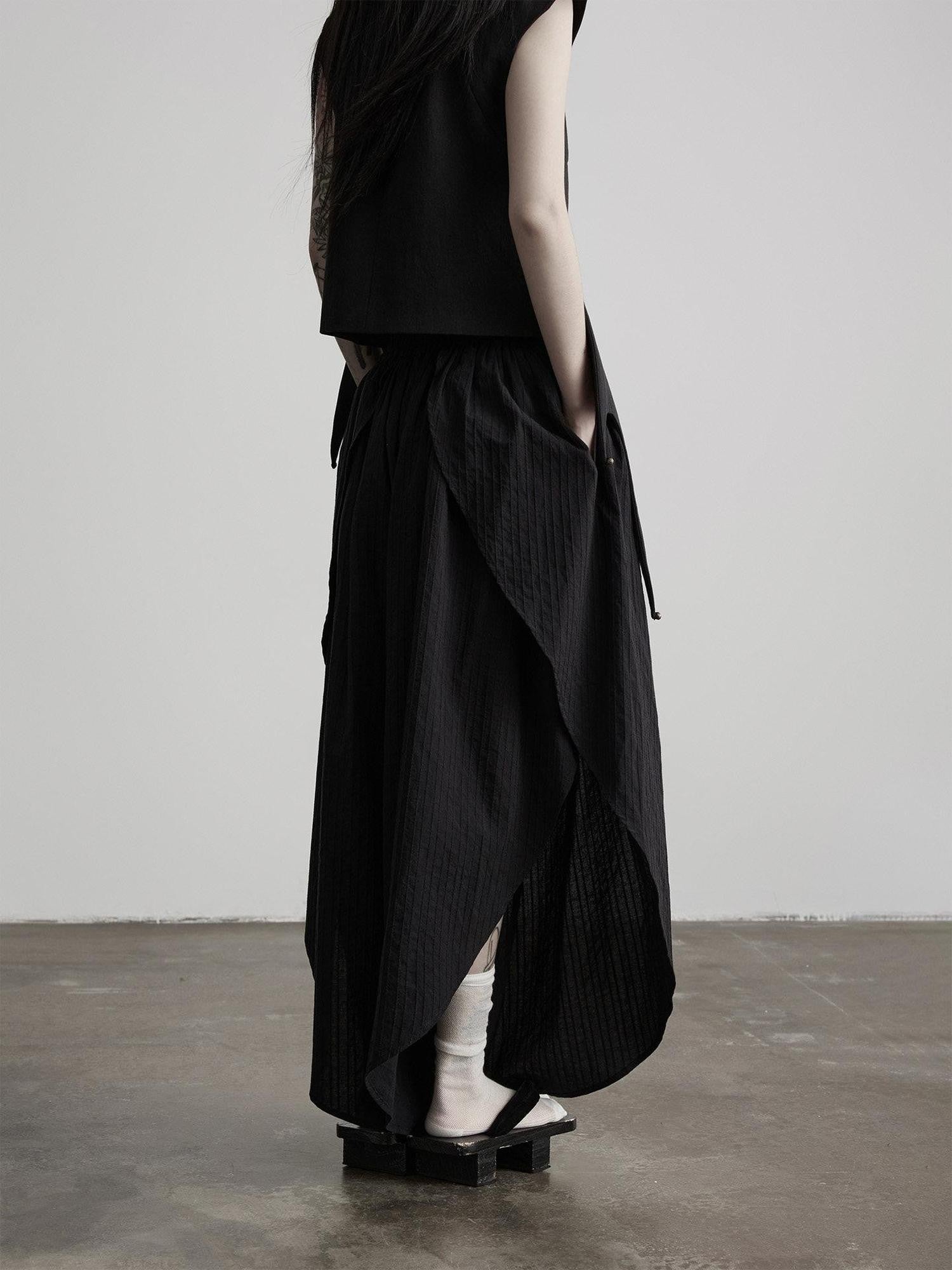 INDULGE Black Asymmetric Oversized High Waist Pockets Women&