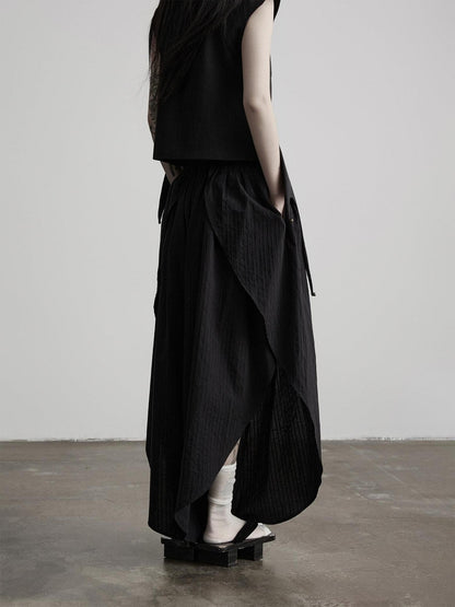 INDULGE Black Asymmetric Oversized High Waist Pockets Women&