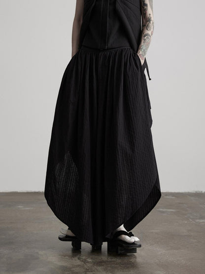 INDULGE Black Asymmetric Oversized High Waist Pockets Women&
