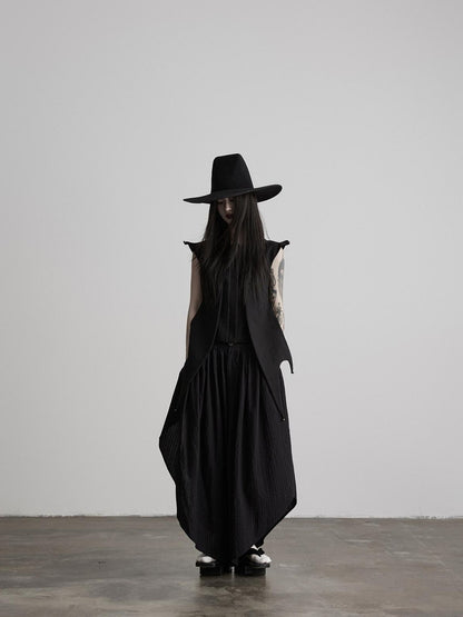 INDULGE Black Asymmetric Oversized High Waist Pockets Women&