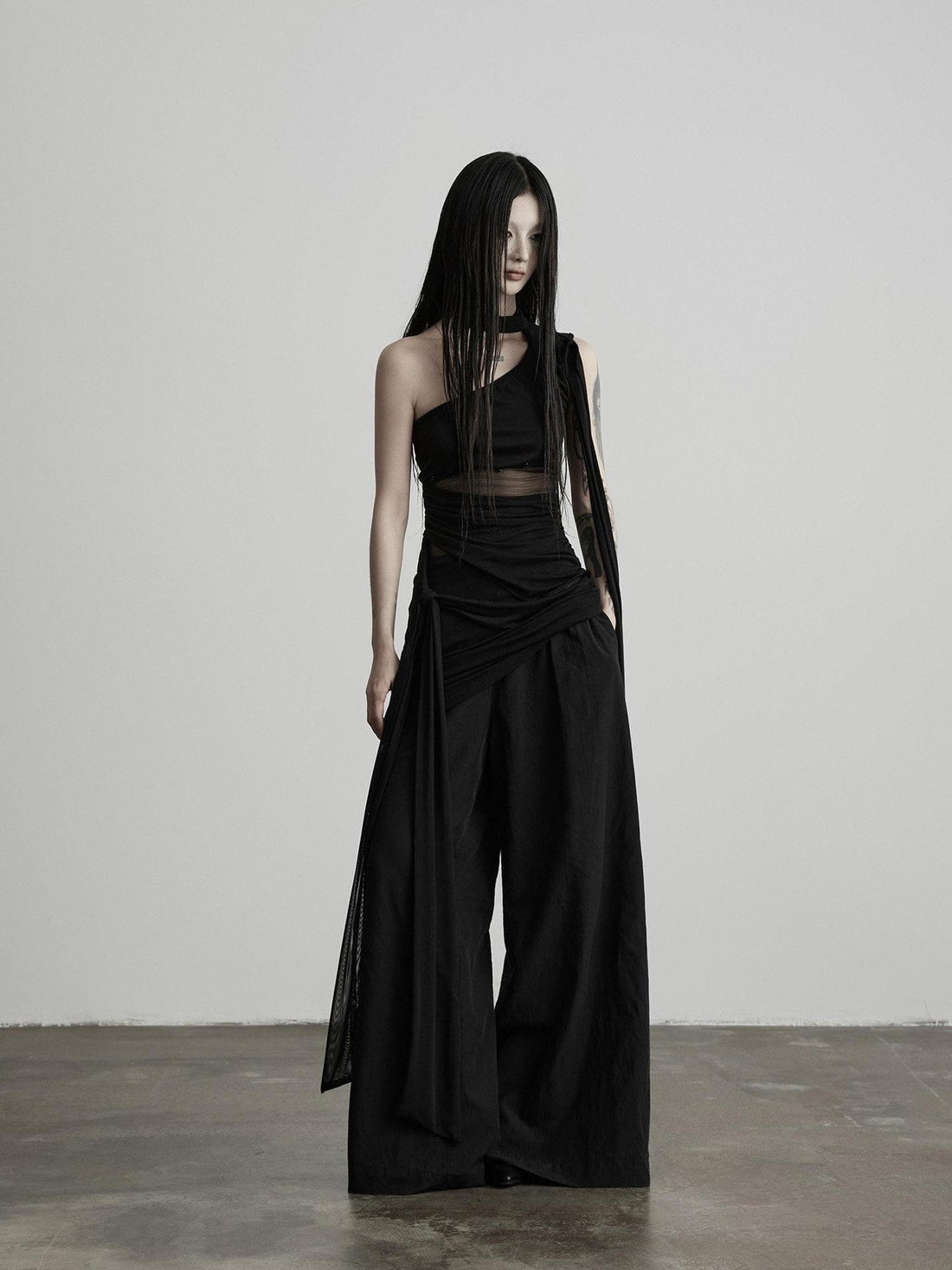 INDULGE Black Cutout Ribbon Tailored Women&