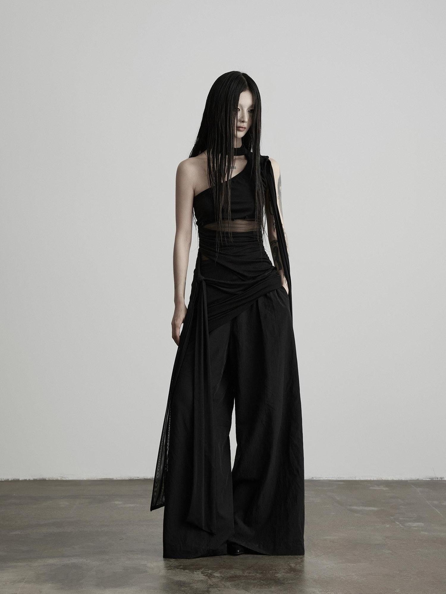 INDULGE Black Cutout Ribbon Tailored Women&