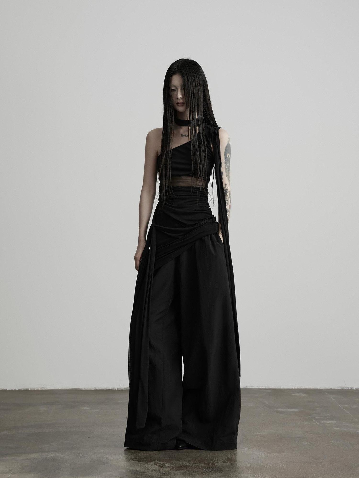 INDULGE Black Cutout Ribbon Tailored Women&