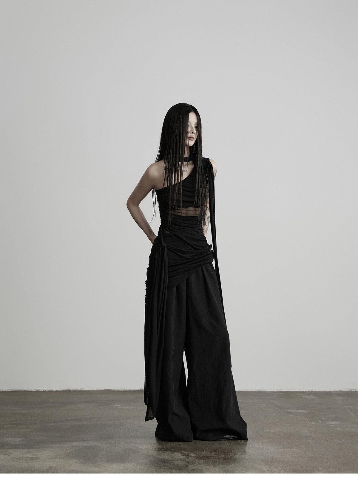 INDULGE Black Cutout Ribbon Tailored Women&