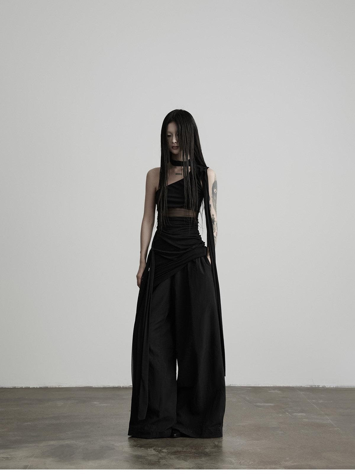 INDULGE Black Cutout Ribbon Tailored Women&