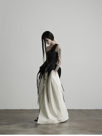 INDULGE Black Deconstructed 3d Cut Asymmetrical Women&