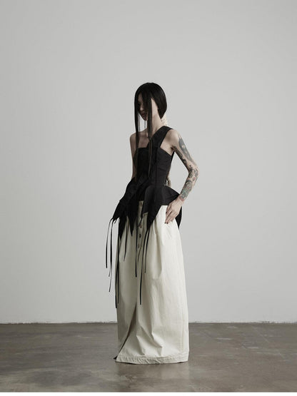 INDULGE Black Deconstructed 3d Cut Asymmetrical Women&