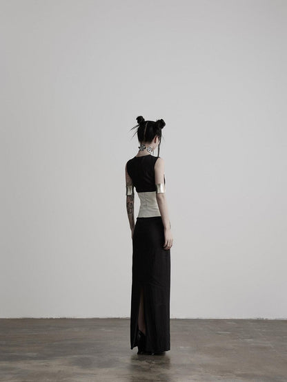 INDULGE Black Embroidered Waist Cinched Structured Women&