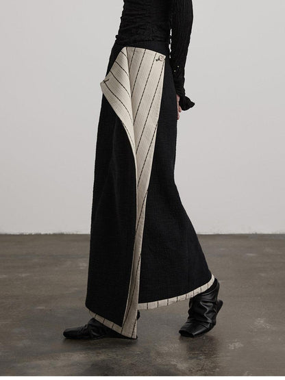 INDULGE Black White Double Layer Spliced Irregular Panel Women&