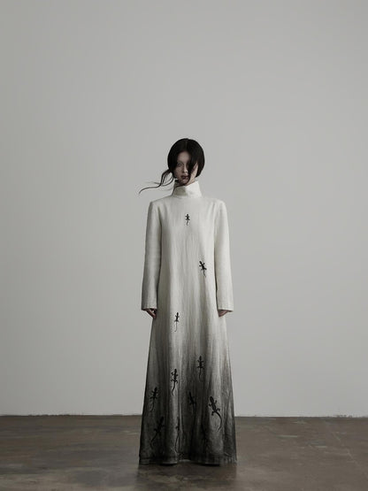 INDULGE Chinese Style Gecko Embroidered Gradient Dyed Women&