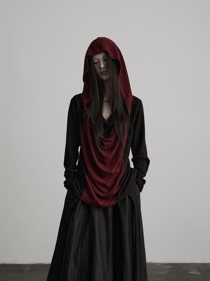 INDULGE Color Block Cowl Neck Hooded Women&