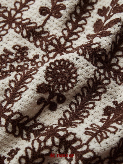 INDULGE Cozy Soft Knit Loose Fit Crew Neck Pullover Office Casual Brown Sweaters
