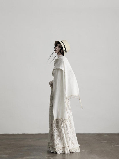 INDULGE Daily Washed Cotton Blend Aline Mid Waist Fairy Women White Casual Maxi Dresses
