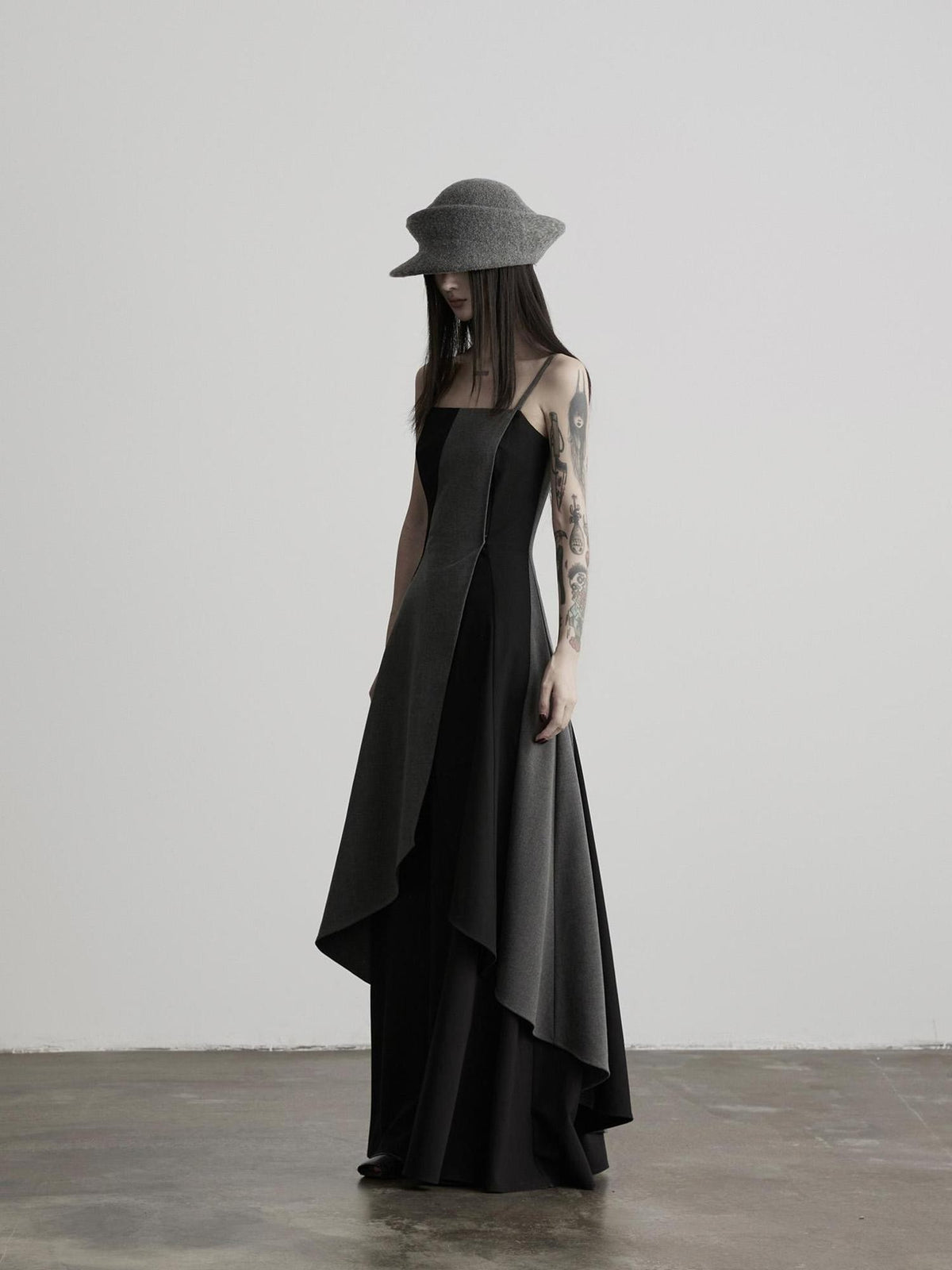 INDULGE Dark Asymmetric Layered Color Block Structured Waist Women&