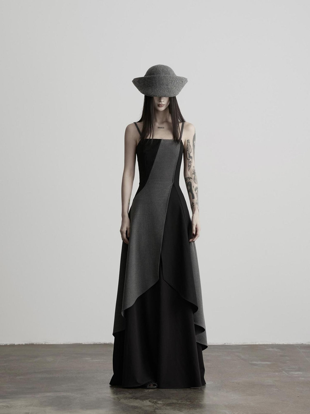 INDULGE Dark Asymmetric Layered Color Block Structured Waist Women&