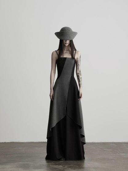 INDULGE Dark Asymmetric Layered Color Block Structured Waist Women&