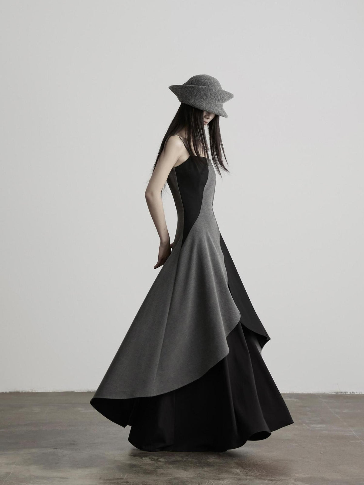 INDULGE Dark Asymmetric Layered Color Block Structured Waist Women&
