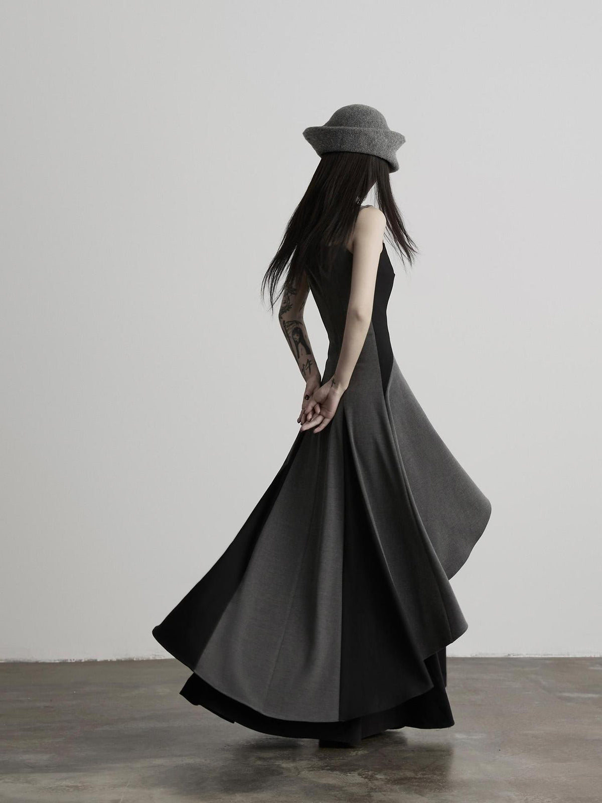 INDULGE Dark Asymmetric Layered Color Block Structured Waist Women&