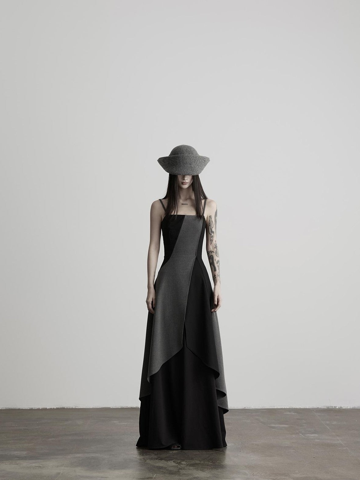 INDULGE Dark Asymmetric Layered Color Block Structured Waist Women&