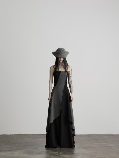 INDULGE Dark Asymmetric Layered Color Block Structured Waist Women&