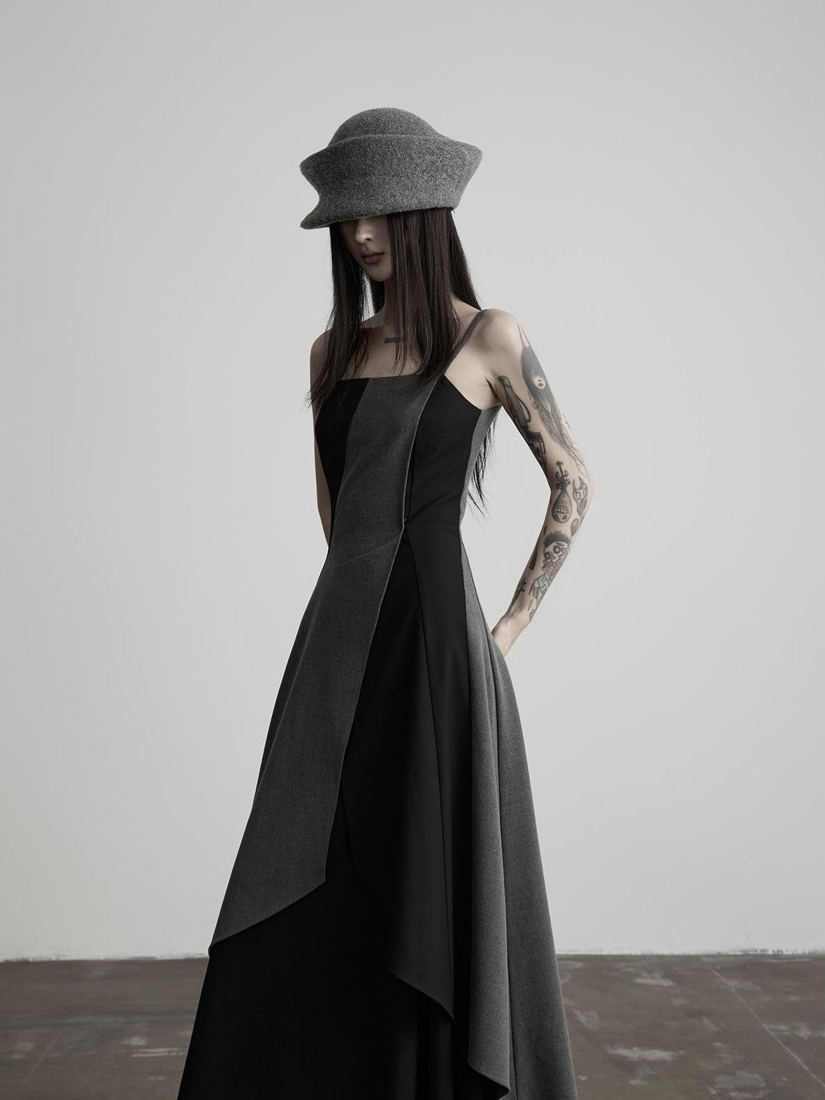 INDULGE Dark Asymmetric Layered Color Block Structured Waist Women&