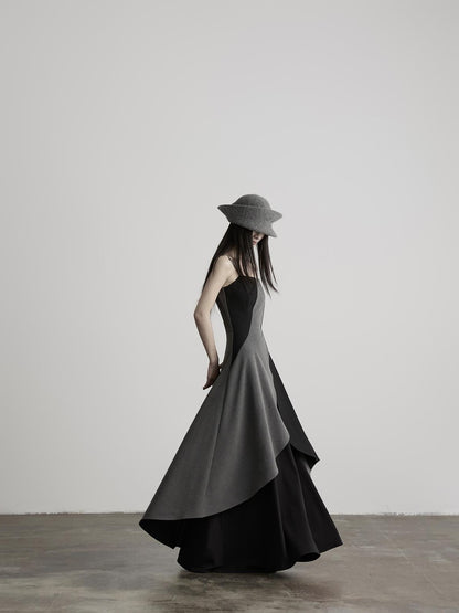INDULGE Dark Asymmetric Layered Color Block Structured Waist Women&